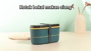 LUNCH BOX BENTO 2 SUSUN KOTAK BEKAL MAKAN SIANG 700 ML FREE SENDOK GARPU SUMPIT