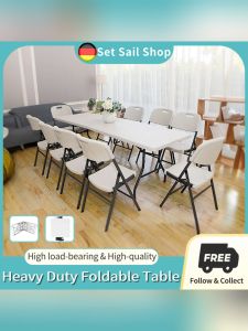 dining table center table for living room long table folding foldable desk table for room aestetic 4ft 6ft White/brown long table for computer bed table for food ratan table and chair set foldable table and chair set heavy duty folding party table