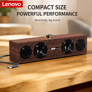 Lenovo | Lenovo C02 Wooden USB Speaker 360° Stereo Soundbar Rich Bass Desktop Speaker For PC Laptop Gaming 2026 New Speaker