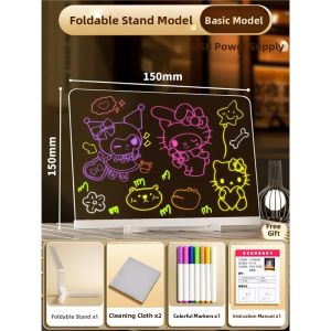 MONLEYTA | Transparent Glowing Acrylic Drawing Board For Girls Graffiti Painting Erasable LED Fluorescent Childrens Toy For Childrens Day