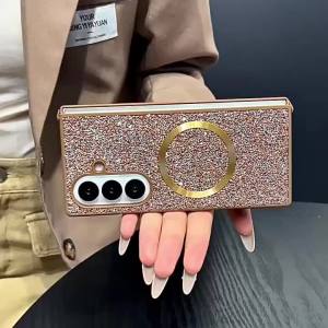 Ốp Điện Thoại Samsung Galaxy Z Fold 7/6/5/4/3 Chất Liệu TPU Mềm Viền Từ Tính Đính Đá Lấp Lánh - Chống Trầy Xước Chống Bụi Dành Cho Nữ Và Bé Gái