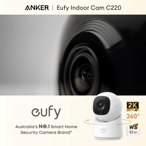 Eufy by Anker Indoor Cam C220 วงจรปิด 2K ความละเอียดสูง กล้องวงจรปิดไร้สาย CCTV พาโนรามา 360° AI การติดตามอัจฉริยะ ความปลอดภัย