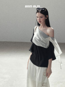 SHAOYEYAN | Off-Shoulder Short Sleeve Faux Two-Piece T-Shirt