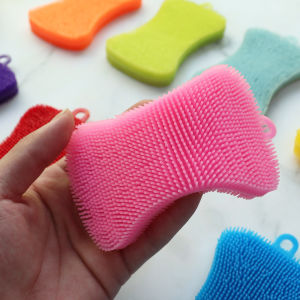 1/4Pc Silicone Dish Washing Brush Pot Pan Sponge Scrubber Silicone Scouring Pad Fruit Pot Pan Wash Brushes Kitchen Cleaning Tool