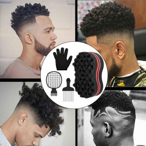 Bộ 4 Miếng Bọt Biển Xoắn Tóc Lỗ Lớn Bàn Chải Tạo Kiểu Tóc Cho Thợ Cắt Tóc Dụng Cụ Tạo Kiểu Tóc Xoăn Sóng Móc Tóc Kiểu Afro Phụ Kiện Tạo Kiểu Tóc Bằng Nhựa
