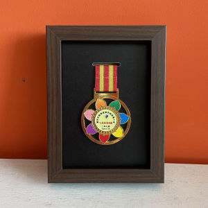 Marathon Medal Display Frame Sports Gold Medal Wall Hanging Hollow out Picture Frame Modern Simple Style Rectangle Density Board