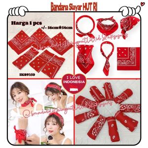 BANDANA SLAYER MERAH PUTIH HUT RI / MASKER SLAYAR MULTIFUNGSI / SLAYER BATIK 17 AGUSTUS / SAPU TANGAN MOTIF BATIK / SYAL MERAH PUTIH / SCRAFT RED WHITE / IKS9350