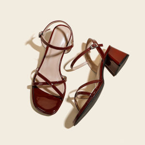 Fairy Style Roman Fashion Sandals Womens Summer 2025 French Vintage Genuine Leather Open Toe Thick Heel Sandals