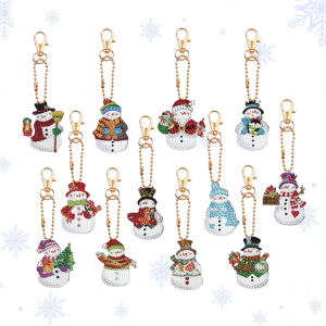 other | 12 pieces of Christmas style diamond painting DIY acrylic dot diamond crystal keychain kit not easy to age very durable