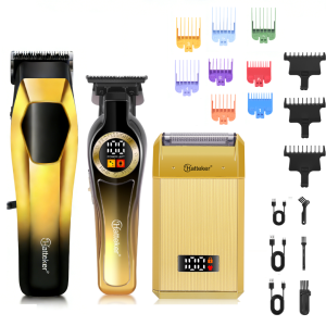 Hatteker 3 Máy Cắt Tóc Điện Bộ Màn Hình Hiển Thị Kỹ Thuật Số Tông Đơ Cắt Tóc Chuyên Nghiệp Cho Tiệm Cắt Tóc Lưỡi Dao Bằng Thép Không Gỉ Sử Dụng Ướt/Khô