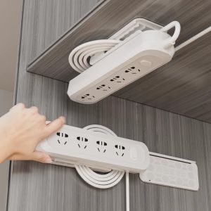 Wall-Mounted Cable Organizer No-Drilling Required Plug Strip Fixed Device Convenient for Cable Management Home Organization