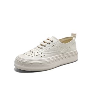 Belle | 4CM Height Increasing Breathable Brogue White Sneakers