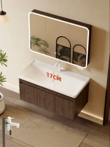 LANGXIANG | Retro Style Bathroom Cabinet with Full Aluminum Construction and Integrated Ceramic Basin