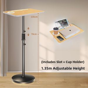 Stable Base Notebook Stand Metal Desktop Elevation Adjustable Height Laptop Holder Free-standing Keyboard Placement Desk Organizer