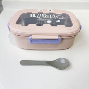 Cute Stainless Steel Lunch Box Portable Bento Box with Dividers for Office Workers Students Heat Preservation Cartoon Design