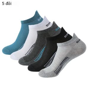 5 cặp của Mens mùa hè mỏng lưới thoáng khí Mens Polyester thể thao vớ mồ hôi hấp thụ vớ ngắn