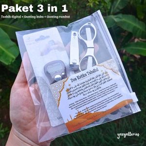 Paket 3in1 Gunting Lipat Tahallul + Tasbih Digital + Gunting Kuku Perlengkapan Haji dan Umroh