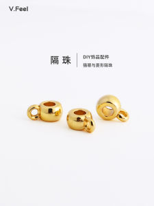 Bronze Plated Copper Spacer Beads with Hooks 18KGolden through Three-way Pendant Barrel Core Handmade Diy Ornament Accessories