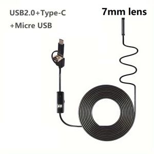 Camera Nội Soi Android 7MM/8mm 3 Trong 1 Micro USB/Type C Mini Borescope Đèn LED Chống Nước Để Kiểm Tra Ô Tô Tương Thích Với Huawei XIAOMI PC