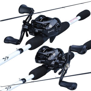 2 Pieces M Power 1.7M Travel Fishing Rod Pole with 12+1BB Baitcasting Fishing Reels Fishing Rod Combos