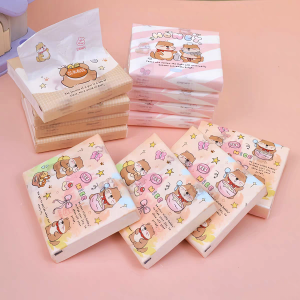 Portable Mikko Printed Tissue Paper Pack Handkerchiefs for Children School Use Cute Small Pack Facial Tissues Dry Wet Use