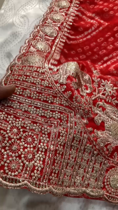 PRE ORDER 15 DAYS - Bandhej Print With Embroidery Cutwork Border Saree