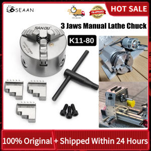 ⚡️Local Warehouse+In stock⚡3-Jaw Chuck Manual Lathe Chuck With Turning Machine Tools Accessories K11-80 3-Jaw Lathe Chuck Self-Centering Metal Three-Handle Lathe (Size 3-12 Inches) Three-Handle Mold Spare Parts Complete With Equipment Resolution 0.06