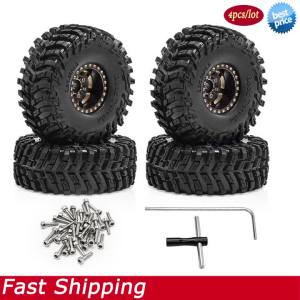 1.0 inch Metal RC Crawler Beadlock Wheels Rims Tires Set for 1/18 TRX4M SCX24 FMS Ascent-18 Axial SCX24 AX24 FCX24