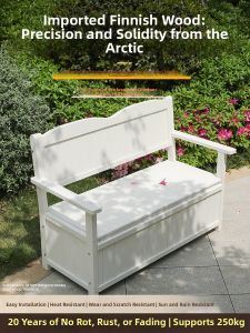 XiMei WoodWork | Storage Bench With Backrest Large Capacity Solid Wood