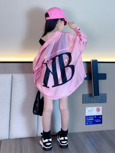 Girls Long Ice Silk Sun Protection Shirt Thin Cardigan Summer Outerwear Childrens White Shirt Korean Style Cotton Blend