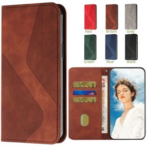 Matte Flip Casing for Tecno Pova 5 4 Neo 3 2 Spark 6 3 Air 2 Itel P40 P38 P33 P17 A27 Vision 3 Plus Leather Striped Wallet Card Slots Phone Cover Case