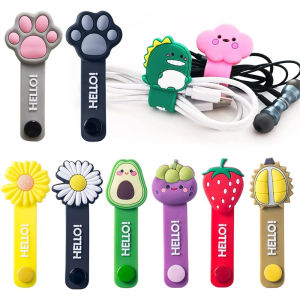 Reusable Fastening Cable Cords Organizer Multifunction Headset Wire Data Line Management Cartoon Cute Silicone Cable Winder Clip
