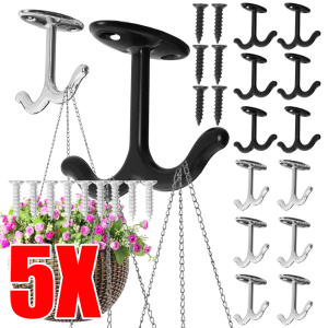 5 Sets Zinc Alloy Decorative Double Wall & Ceiling Mount Hooks / Sturdy Multi-scenario Hanging Hardware / Rust Resistant Clothes & Garment Hanging Holders
