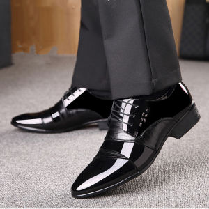 Real Soft Leather Shoes Mens Business Youth Formal Wear Solid Color Patent Leather Hidden Heel Mens Casual Large Size Summer Breathable