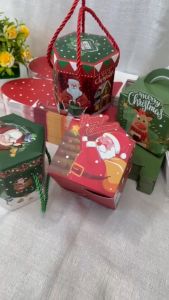 ถุงไทย กล่องของขวัญ กล่องใส่ขนม ลายคริสต์มาส มี2แบบ ให้เลือก สินค้าพร้อมส่งในไทย สินค้าราคาถูก