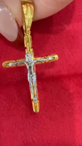 Poh Heng Jewellery 22K Crucifix Pendant in Yellow White Gold [Price By Weight]