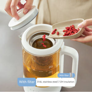 URINGO Glass Electric Kettle Mini Size Flower Teapot Office Multi-functional thermos cup(800ml)