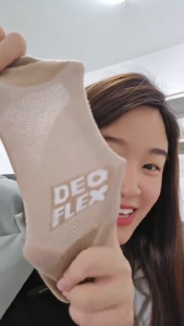 DEOFLEX Odor Fighting Socks by Mixtrue Beauty - Black Beige Gray - Flat Toe - Breathable - Odor Resistant - Comfortable Fit