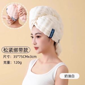 หมวกแห้งแบบหนา ซับผมเร็ว ผ้าขนหนูแบบหนึบสำหรับผู้หญิง ผ้าขนหนูแบบทับซ้อนสำหรับผู้ใหญ่ หมวกแห้งแบบใช้แล้วทิ้ง