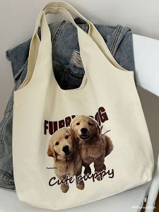 White Canvas Tote Bag Womens Commuter Bag Large Capacity Handbag Shoulder Bag Korean Style Soft Fabric Magnetic Buckle Closure