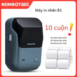 Máy In Nhãn Di Động Mini Không Dây Bluetooth Nhiệt Niimbot B1 Với 10 Cuộn Giấy Trắng B21 Máy Làm Nhãn Nhỏ Gọn Dùng Cho Thương Mại
