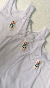 6 Pcs Singlet Kaos Dalam Anak Bayi Cewe Cowo Bahan Katun Warna Putih Merk Zed Kids Ukuran S - 7L