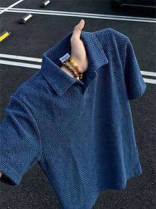LIUBU | American Texture Scale Pattern Collar Short Sleeve Polo Shirt