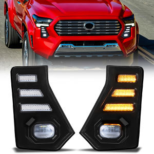 LED DRL For Toyota Tacoma 2024 Daytime Running Lights Fog Lamps Front Bumper Driving Turn Signal Headlights Car Accessories 12V