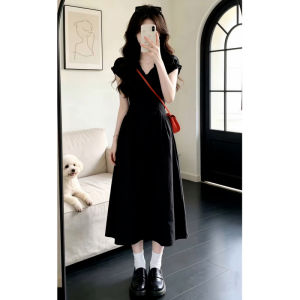 ZHENMANZI | French Style Slimming Black V-Neck Dress