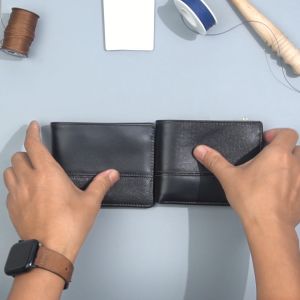 Ví nam da taiga phối da nappa cao cấp V142 - Bụi leather