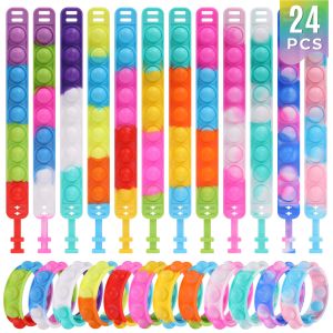 Kids Party Favors Pop Fidget Toys Bulk Its 24 packs Fidget Bracelet Birthday Party Favors Pop fidget toys bulk its 24 packs Fidget bracelet birthday party favors Kids gift bag Stuffing Classroom prizes Bubble Pops Toddler toys for student girls Boys