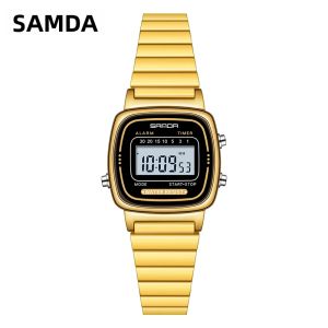 Sanda | Đồng Hồ Thạch Anh Cổ Điển Dành Cho Nữ SANDA Đồng Hồ Đeo Tay Chống Nước Sang Trọng Thời Trang Thanh Lịch Có Màn Hình LED Dây Đeo Bằng Thép Không Gỉ Đồng Hồ Nữ Thông Thường