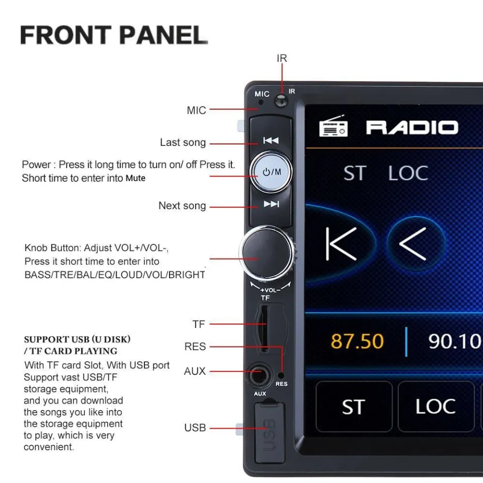 Podofo 2 din Car Radio 7 HD Autoradio Multimedia Player 2DIN