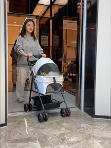 Pet Cart Pet Stroller Portable Foldable Dog Stroller Cat Stroller Detachable Pet Wheel Trolley Foldable Dog Cat Carrier 4 Wheel Lightweight Trolley